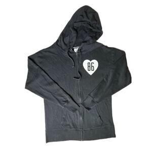 Victoria's Secret Pink Sweatshirt Women's XS Black Hooded Full Zip Back Graphic